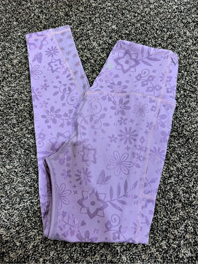 Crowned Floral Print Leggings Purple Small Like New